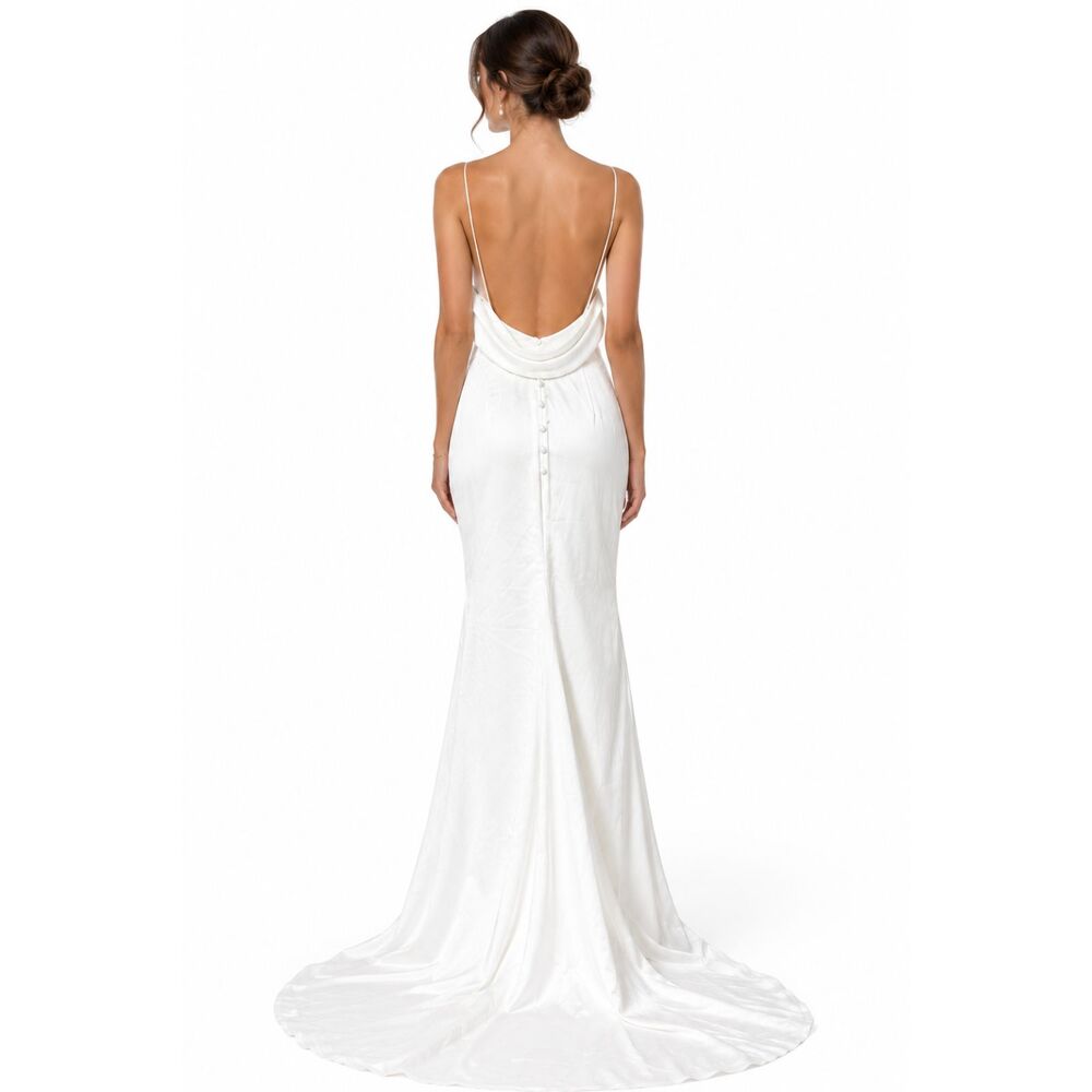 Lulus White Satin Cami Maxi Dress M
